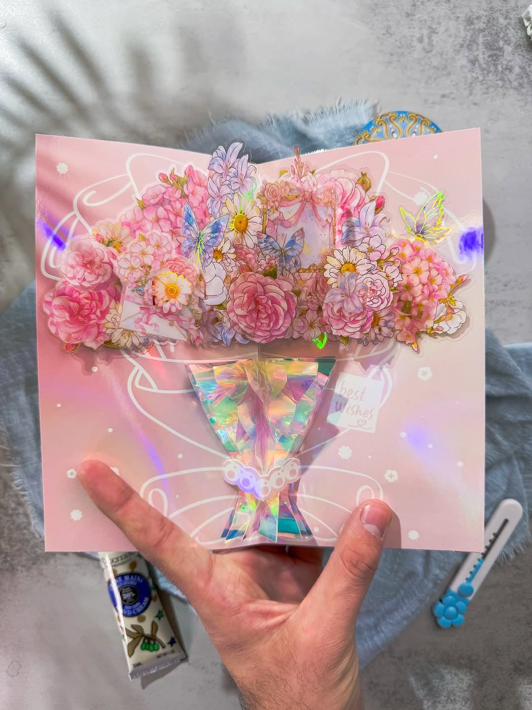 كارد معايدة بوكيه 3D pink