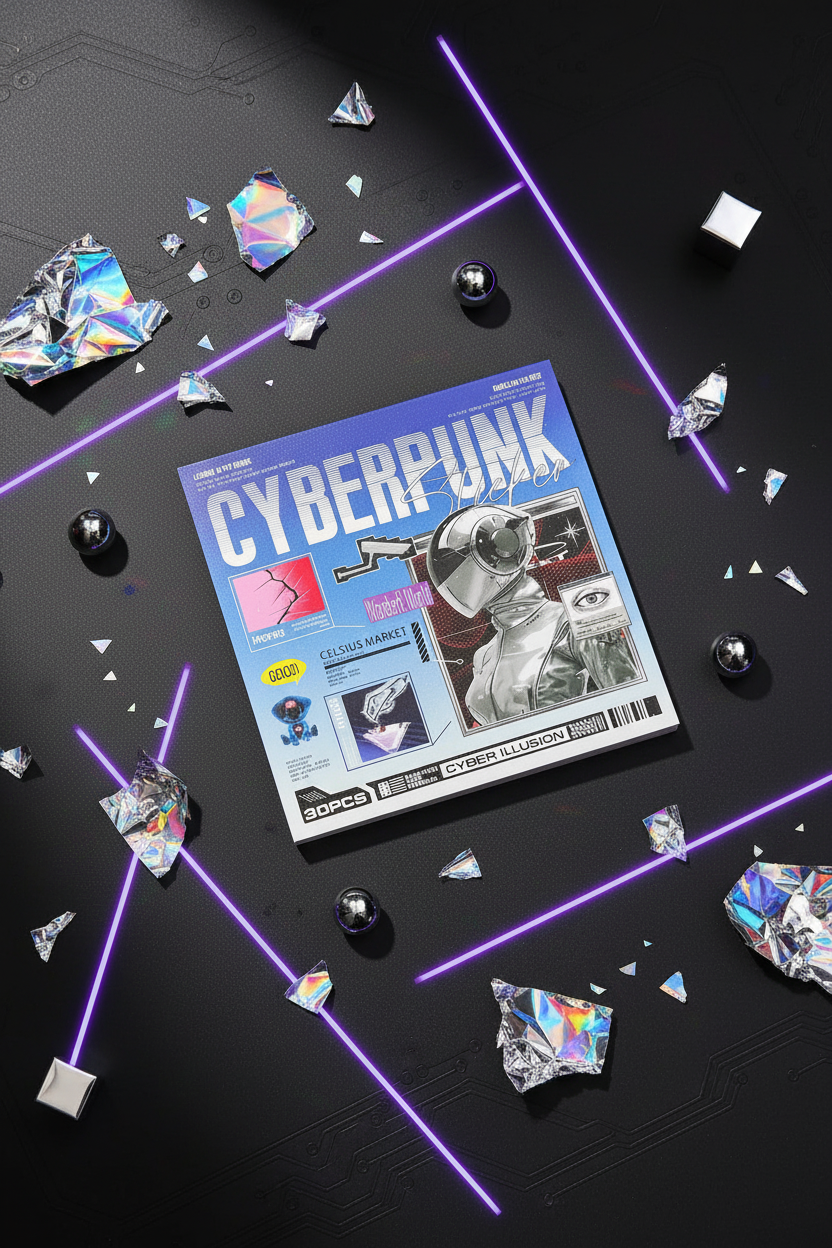مجلة الملصقات الصغيرة نسخة cyberpunk
