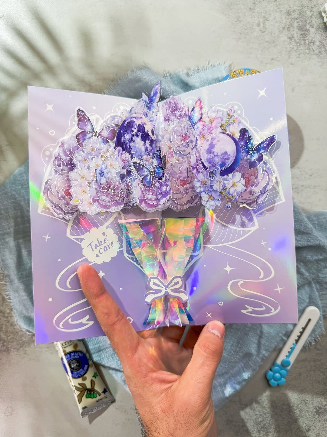كارد معايدة بوكيه 3D purple