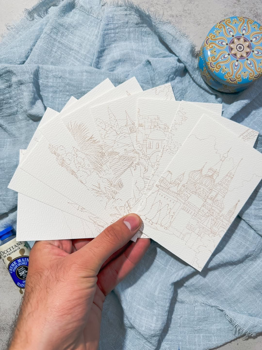 Watercoloring painting the mediterranean