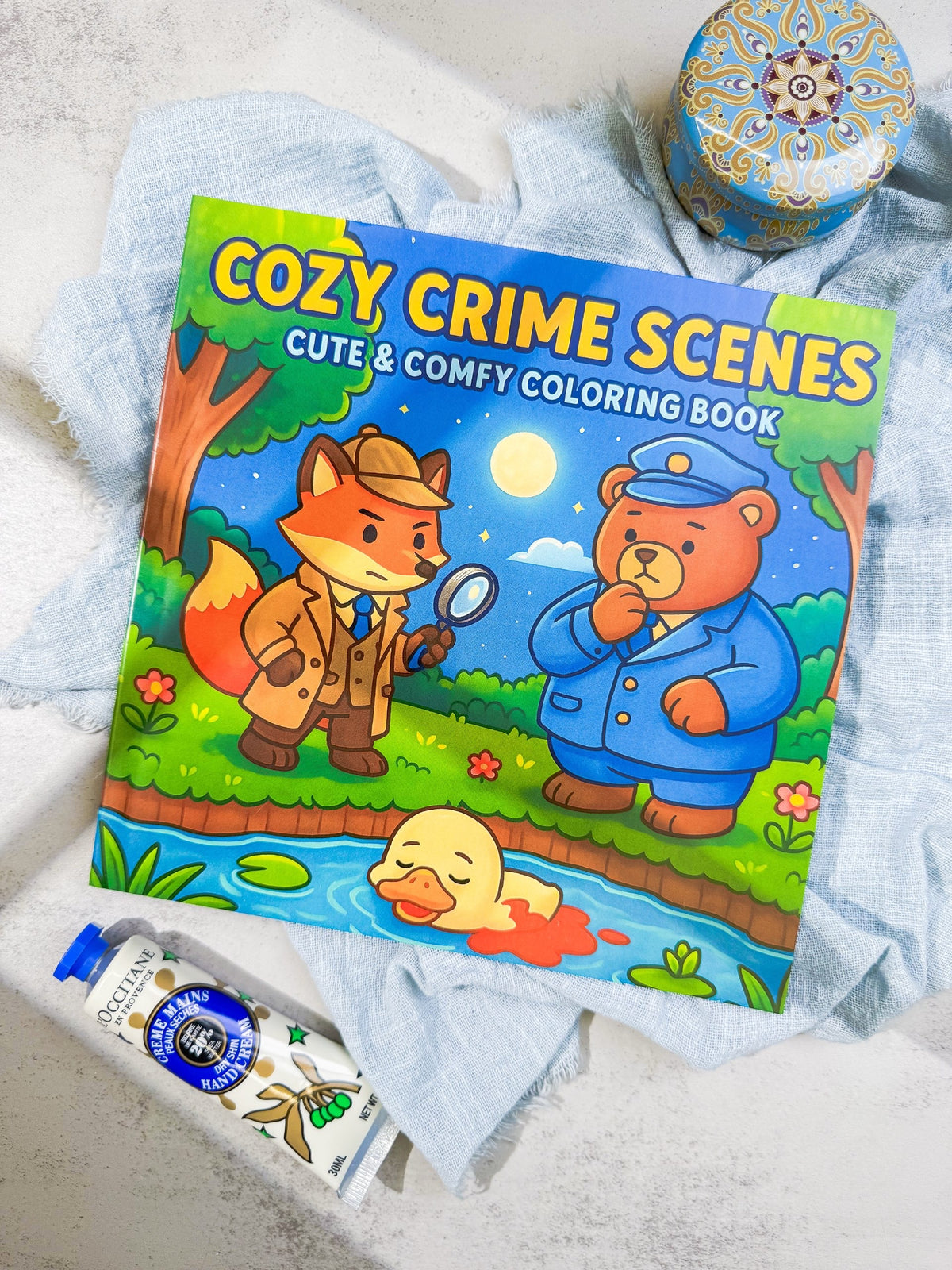 دفتر تلوين cozy crime scenes