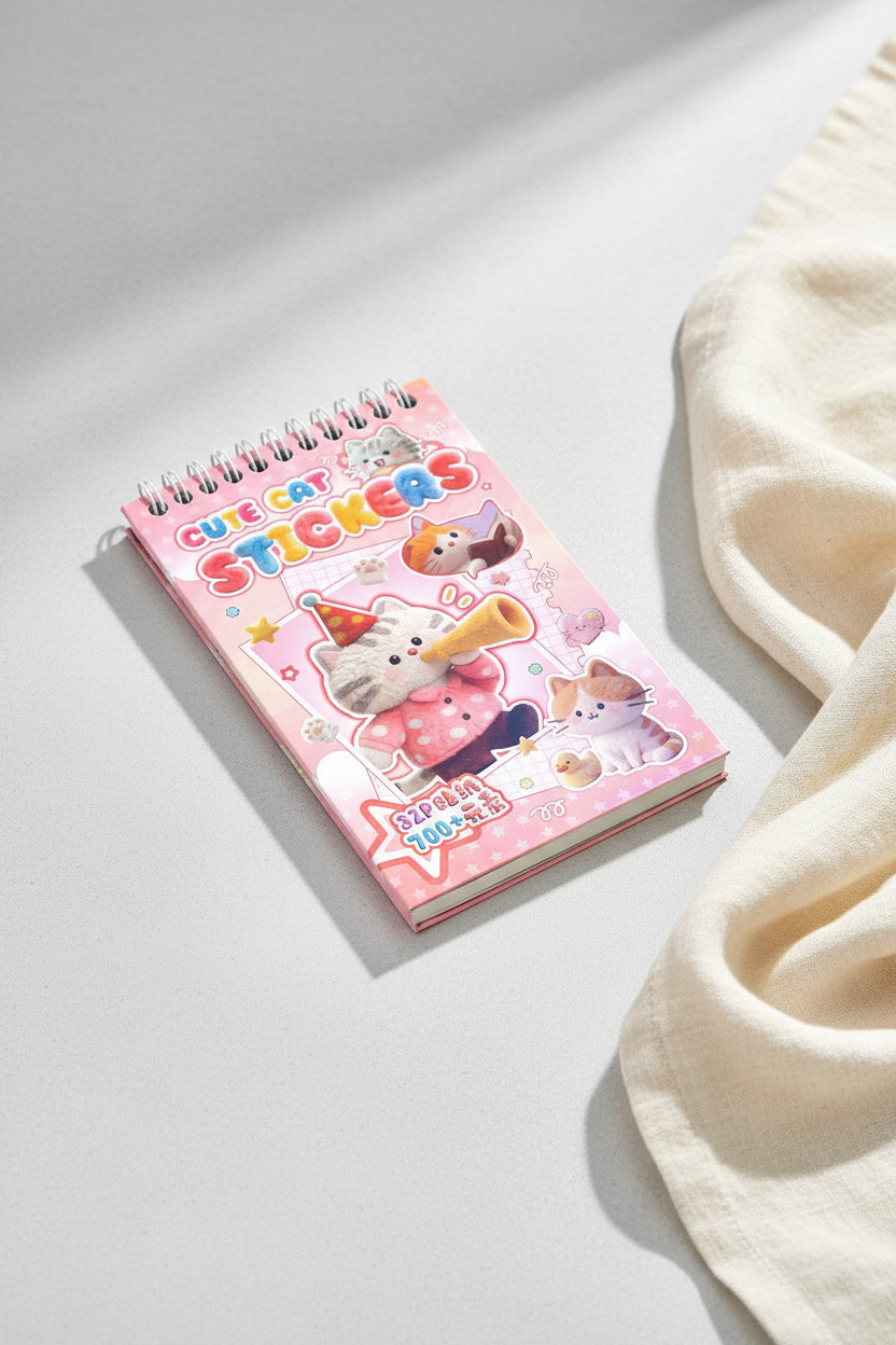 دفتر ملصقات cat pink