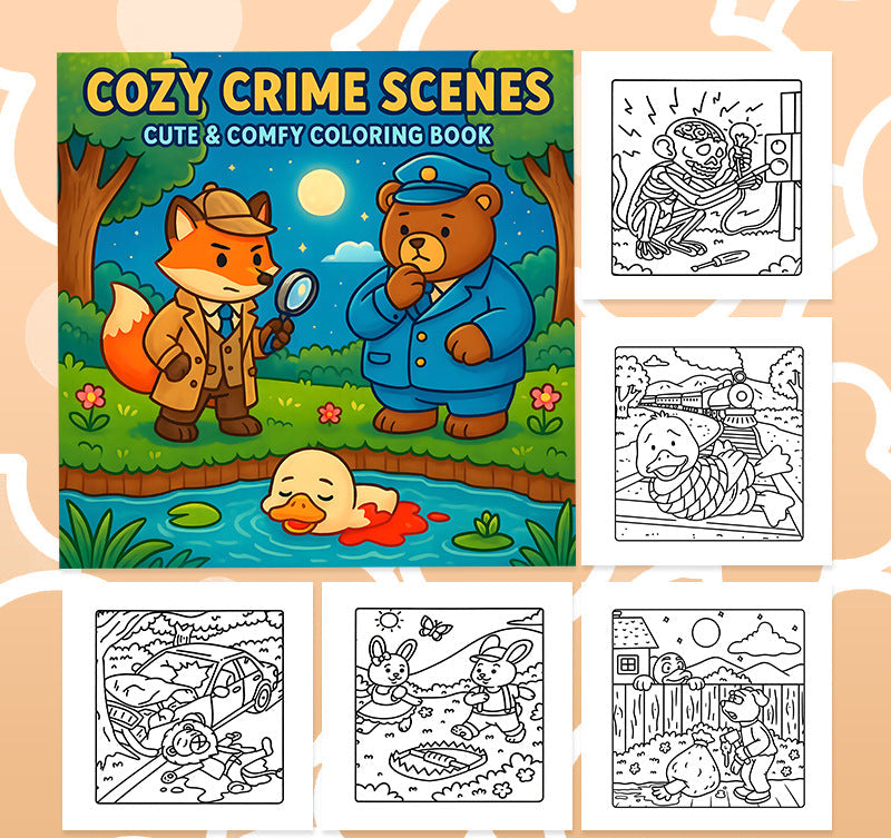 دفتر تلوين cozy crime scenes